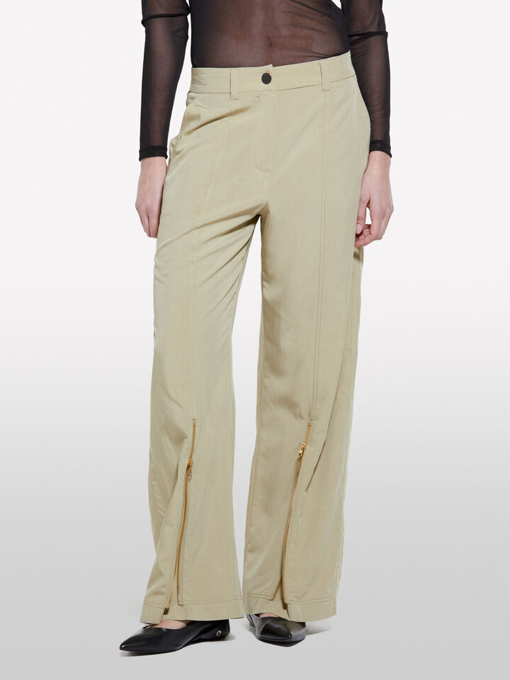 Military palazzo trousers with zipper - women's palazzo trousers - Military Green | Sisley image number 4